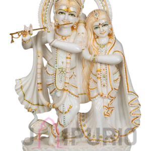 Hand Painted Marble Radha Krishna Statue | 61cm Divine Couple Sculpture | Temple Art | Premium God Idol | Sacred Decor