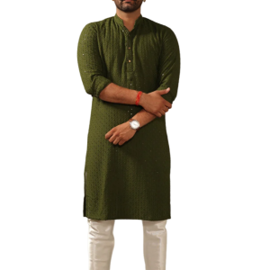 Handmade Battle Green Chikankari Kurta Pajama - Premium Lucknowi Embroidery | Jaipurio
