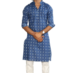 Sanganeri Block Print Navy Blue Kurta Pyjama Set for Men