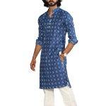 Sanganeri Block Print Navy Blue Kurta Pyjama Set for Men
