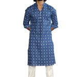 Sanganeri Block Print Navy Blue Kurta Pyjama Set for Men