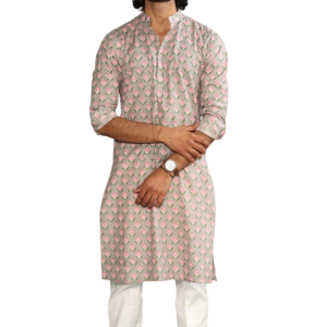 Thunder Grey Sanganeri Booti Print Kurta White Pyjama - Modern | Jaipurio