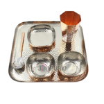 Handmade Copper Thali Dinner Set | Modern Luxury Dinnerware for Dining & Serving | Housewarming Gift | Dish Set with Free Gift | Jaipurio Artisanal Collection