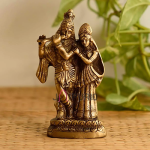 Radha Krishna Brass Decorative Pair: 7x12x3cm Sacred Art | Divine Couple Showpiece | Perfect Home Decor & Gift | Compact Love Symbol