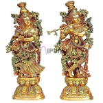 Golden Lord Krishna Playing Flute: 8x5x29 inch Brass Statue | Divine Musical Art | Premium Temple Grade | Sacred Decor Masterpiece
