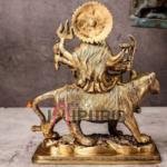 Antique Golden Durga Devi Brass Idol | Traditional 25.4 × 10.2 × 19.1 cm Table Top Murti | Handcrafted Maa Statue | Premium Temple Decor | Jaipurio