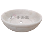 Counter Marble Basin: Elegant 18" Handcrafted Sink | Ready-to-Install Luxury Bathroom Decor | Authentic Indian Artistry | Durable Stone Craft