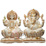 Marble Lakshmi Ganesha Statue: Divine Prosperity Duo | Handcrafted Home Temple Murti | Diwali Gift, Business Blessing | Buy Authentic Indian Sculpture