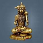 9" Brass Blessing Hanuman Murti | Divine Grace Statue | Sacred Temple Art