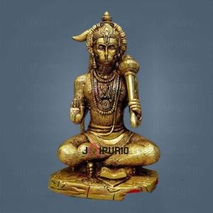 9" Brass Blessing Hanuman Murti | Divine Grace Statue | Sacred Temple Art