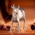 Pure Brass Large Cow Statue - Gomatha Idol | Elegant Spiritual Décor for Home, Temple & Office