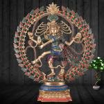 Handcrafted Fine Brass Nataraja Statue with Stonework - 20.5" Height | Jaipurio