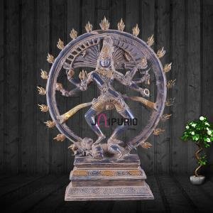 Vintage Brass Nataraja Sculpture | 20" x 17" x 6" | 12 kg | Blue Patina Finish | Dancing Shiva Cosmic Dance | Sacred Hindu Art | Jaipurio