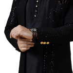 Stunning Black Chikankari Open Sherwani for Men - Father Son Combo | Jaipurio
