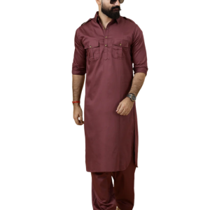Maroon Pathani Kurta Salwar Set Men - Premium Traditional Ethnic Wear | Jaipurio
