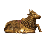 Brass Holy Cow Nandi Statue: Detailed Carved Masterpiece | Handmade Sacred Art | Traditional Craftsmanship | Divine Animal