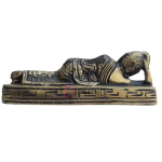 Sleeping Buddha Brass Showpiece: 4x0.5x1.5 inch Reclining Statue | Peace & Serenity Art | Zen Home Decor | Meditation Room Accent