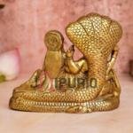 Antique Golden Vishnu Lakshmi Brass Idol | Traditional 14 × 5.1 × 10.2 cm Divine Couple Murti | Handcrafted Temple Art | Sacred Decor | Jaipurio