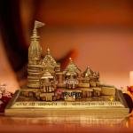 5" Pure Brass Ram Mandir Model | Sacred Temple Replica | Divine Architecture