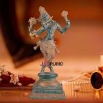 Vintage Brass Vishnu as Lord Krishna Statue 14.5" | Green Sand Finish | Shankh & Chakra Symbol | 4.5 kg Spiritual Decorative Masterpiece | 7" Width, 5" Depth