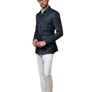 Elite Blue Green Check Hunting Jacket - Stylish Functionality in Sizes S to XL | Jaipurio