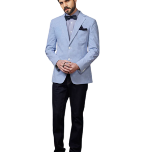 Light Blue and White Check Tuxedo Jacket - Fresh Style in Sizes S to XL | Jaipurio