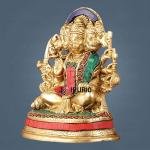 Superfine Brass Panchmukhi Hanuman Murti 6.50" Tall | Exquisite Stonework | 2 kg Divine Grace & Artistic Mastery | 5.25" Width, 4" Depth | Sacred Blessing