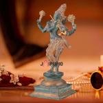 Vintage Brass Vishnu as Lord Krishna Statue Green Sand Finish 14.5 Inch - Heritage Art | Jaipurio