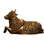 Brass Holy Cow Nandi Statue: Detailed Carved Masterpiece | Handmade Sacred Art | Traditional Craftsmanship | Divine Animal