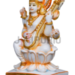 Goddess Saraswati Statue: Divine Knowledge & Arts Deity | Saraswati on Swan | Sacred Wisdom Sculpture | Music & Learning Goddess