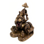 10 Inch Brass Ganesh on Throne: Royal Umbrella Design | Traditional Temple Art | Majestic Sitting Pose | Sacred Home Decor