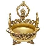 Premium Brass Ganesha Urli | Luxury Temple Water Bowl | Large Sacred Basin | Designer Home Decor | Traditional Ritual Vessel