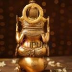 Antique Gold Hand Crafted Ganesha Idol | Traditional 28.4 × 6.6 × 11.7 cm Brass Statue | Premium Temple Art | Religious Decor | Jaipurio