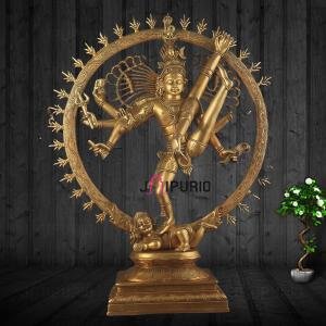 Pure Brass Yogeshwar Nataraja | 41" x 14" x 34" | 54.50 kg | Antique Gold Finish | Rare Cosmic Dance Masterpiece | Museum Grade Art | Jaipurio