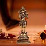 Brass Hanuman Idol in Standing Position - 9.6" Pure Brass Sculpture, Symbol of Strength & Devotion
