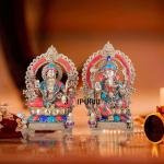 18" Lord Ganesha & Goddess Lakshmi Brass Statue Set | Divine Prosperity Pair | Traditional Temple Murti