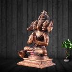 Pure Copper Panchmukhi Hanuman Meditation Idol | 5" x 3" x 2" (12.7 x 7.6 x 5.1 cm) | 700g Five-Faced Sacred Art | Cross-Legged Divine Form