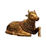Brass Holy Cow Nandi Statue: Detailed Carved Masterpiece | Handmade Sacred Art | Traditional Craftsmanship | Divine Animal