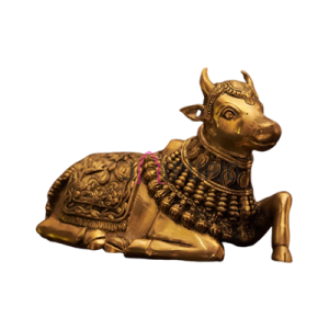Brass Holy Cow Nandi Statue: Detailed Carved Masterpiece | Handmade Sacred Art | Traditional Craftsmanship | Divine Animal