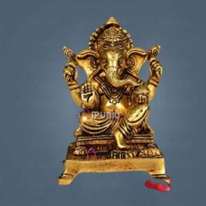 5.5" Super Fine Brass Ganesha Idol | Premium Temple Murti | Divine Grace Statue
