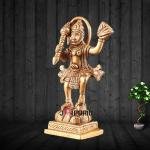 Brass Hanuman Idol Carrying Sanjeevani Mountain 4.5" | Symbol of Strength, Devotion & Courage | 500g Intricate Detailing | Divine Blessings & Protection