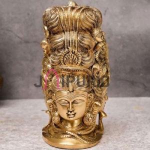 Brass Table Top Shiva Idol | Traditional 7.6 × 5.1 cm Sacred Murti | Handcrafted Mahadev Statue for Home Temple | Compact Divine Decor | Jaipurio