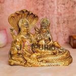 Antique Golden Vishnu Lakshmi Brass Idol | Traditional 14 × 5.1 × 10.2 cm Divine Couple Murti | Handcrafted Temple Art | Sacred Decor | Jaipurio
