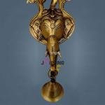 13.5" Pure Brass Wall Decor Ganesh Idol with Bell | Sacred Wall Art | Divine Door Bell