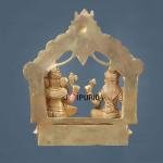 Pure Brass Ganesha & Lakshmi Seated Together Statue | 7" x 5" x 3" Divine Murti | 2.1 kg Traditional Temple Art | Prosperity Deities | Sacred Sculpture | Jaipurio