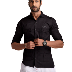 Men's Rajputana Hunting Styled Black Shirt | Regal Outdoor Wear