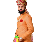Handmade Royal Orange Brocade Silk Achkan | Elegant Ethnic Wear | Jaipurio