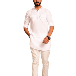 White Colour Hunting Kurta Pajama for Men - Traditional Indian Ethnic | Jaipurio
