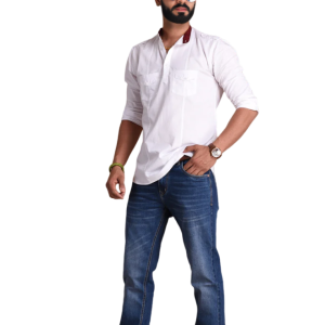 White Cotton Hunting Style Short Kurta - Premium Men's Casual Wear | Jaipurio