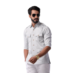 Comfy Ice Blue Hunting Style Shirt | Premium Men's Sportswear | Classic Outdoor Design | Comfortable Cotton Fabric | Size 36-44